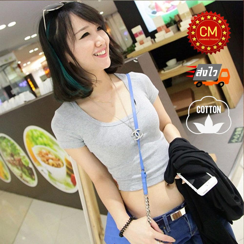 CM เสื้อยืดแฟชั่นผู้หญิง แขนสั้น เอวลอย น่ารักคิ้วท์ๆ เกาหลีสไตล์ High quality รุ่น C155 CM เสื้อยืดแฟชั่นผู้หญิง แขนสั้น เอวลอย น่ารักคิ้วท์ๆ เกาหลีสไตล์ High quality รุ่น C155
