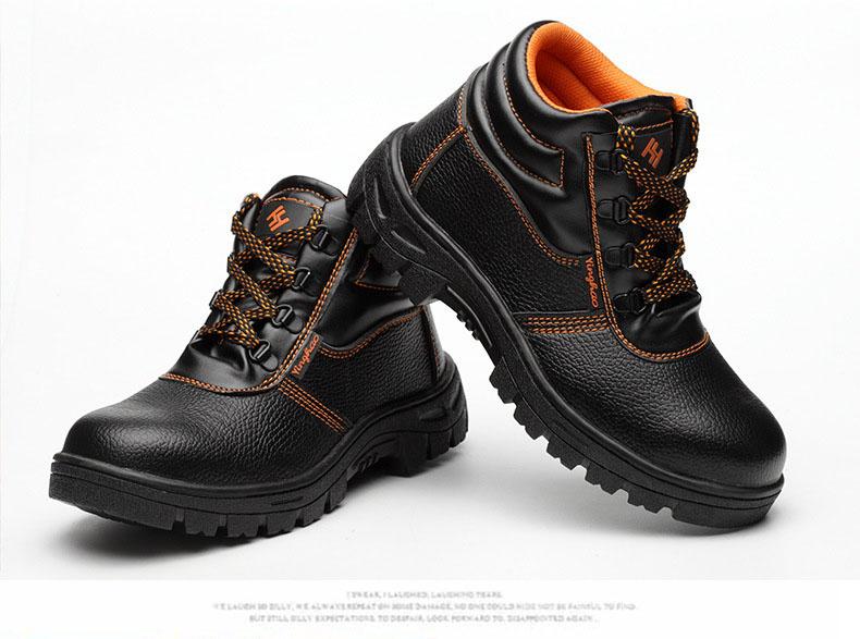 Safety shoes รองเท้าเซฟตี้หุ้มข้อ หนังแท้ พื้นยางกันลื่น หัวเหล็ก พื้นเสริมแผ่นเหล็ก