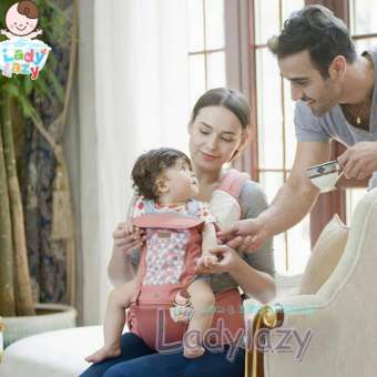 ladylazyเป้อุ้มเด็ก(aiebao) Hip seat 2 in1 พาสเทล(Pastel) สีชมพู