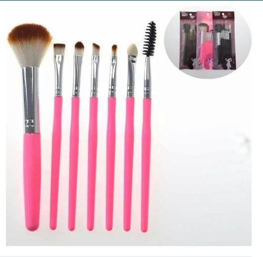 ชุดแปรงแต่งหน้า ขนาดพกพา สีชมพู 7 ชิ้น