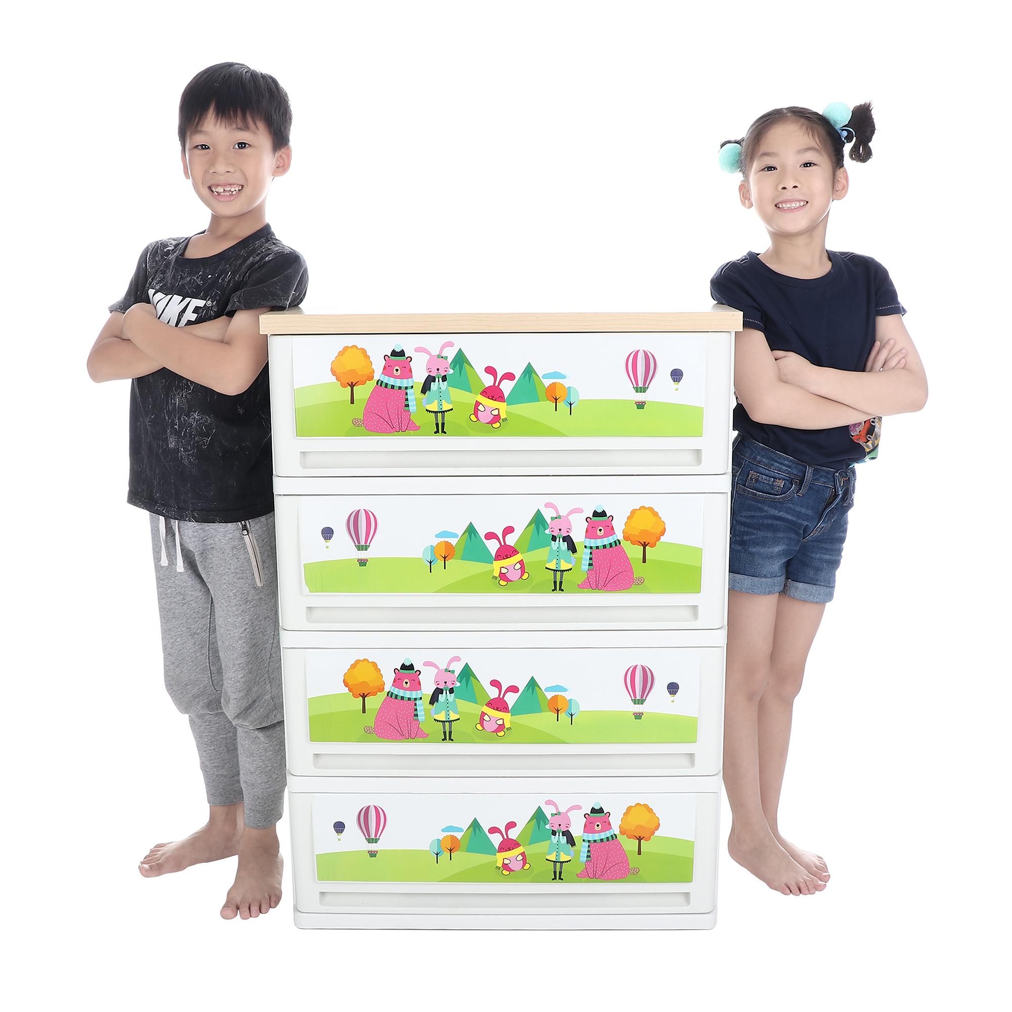UP ตู้ลิ้นชักพลาสติก (ท๊อปไม้) SUMO-WOODTOP CARTOON-SERIES (4 ชั้น) UP ตู้ลิ้นชักพลาสติก (ท๊อปไม้) SUMO-WOODTOP CARTOON-SERIES (4 ชั้น)