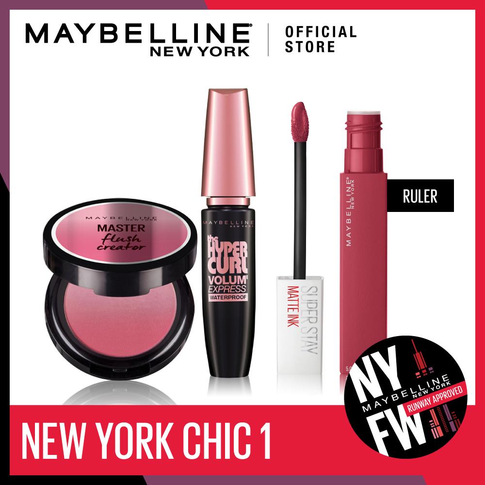 New York Chic #1SS MATTE INK EXT RULER+ MASTER CREATOR BLUSH PK MTS - Tickled Pink+ VOLUM’ EXPRESS THE HYPERCURL MASCARA Waterproof Very Black 9.2 ml. New York Chic #1SS MATTE INK EXT RULER+ MASTER CREATOR BLUSH PK MTS - Tickled Pink+ VOLUM’ EXPRESS THE HYPERCURL MASCARA Waterproof Very Black 9.2 ml.
