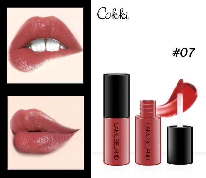 LAMUSELAND #L18L11 สีมินิ ติดทนนาน กันน้ำ ไม่ติดถ้วย ลิปกลอสเคลือบริมฝีปาก มีลิปสติกตัวอย่าง Moisturizing Waterproof Long-Lasting Matte Non-stick Cup Mini Liquid Lipstick Easy To Carry 12 Colors Lip Gloss 3.5g Lip Makeup Brand-CokkiCosmtic LAM USELAND