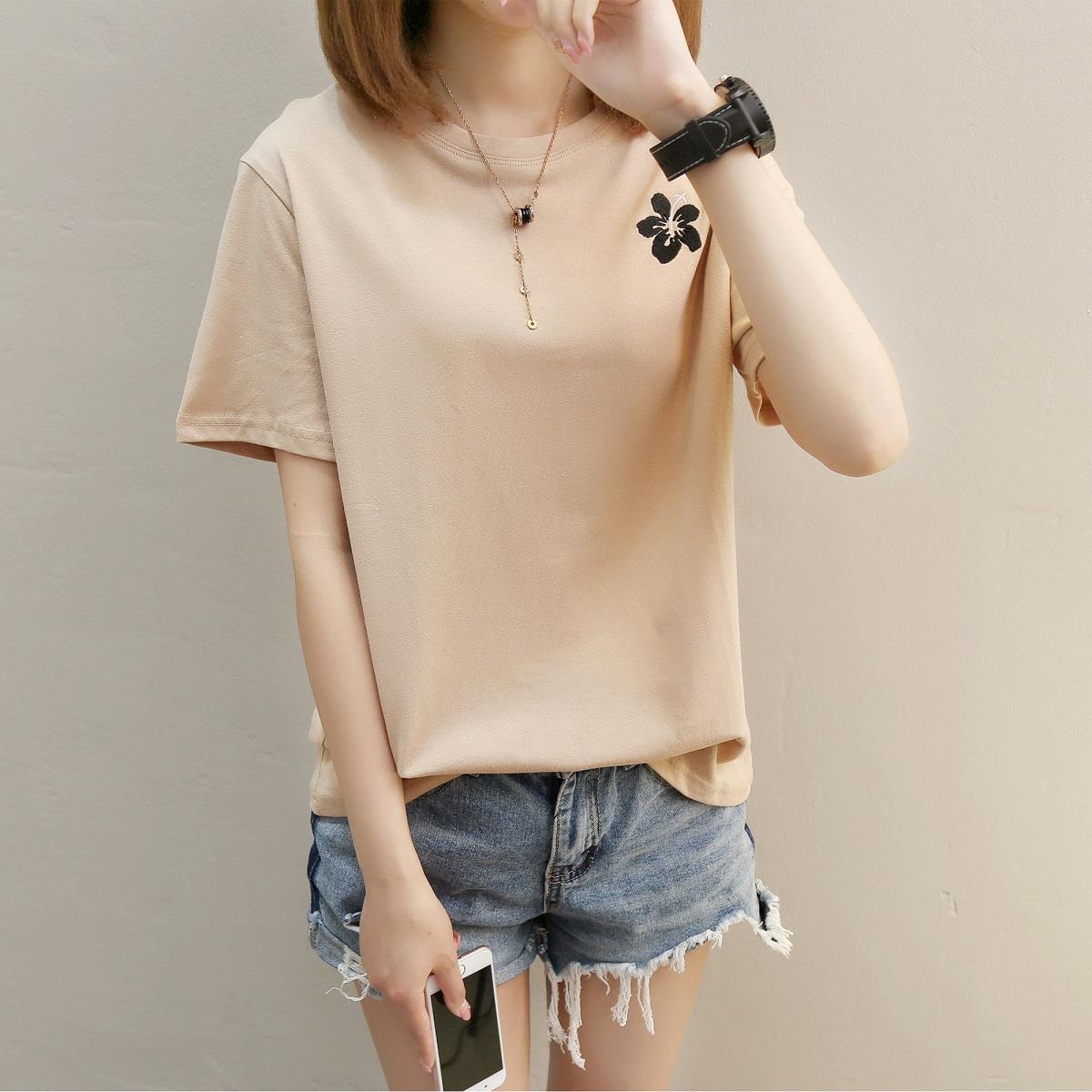 เสื้อยืด ผู้หญิงXianyuansu ผ้าฝ้าย ผ้าเย็บปักถักร้อย (274 (สีขาว)) (274 (สีขาว))