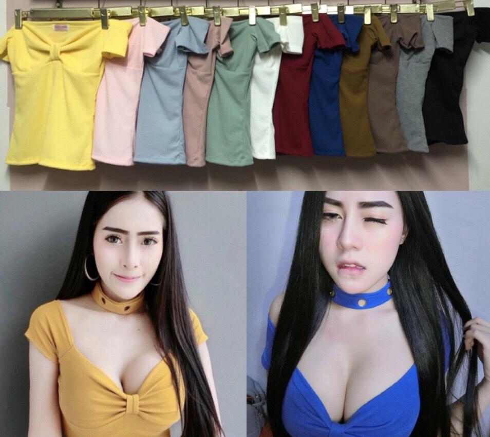 My in fashion เสื้อปาดไหล่แต่งโบว์