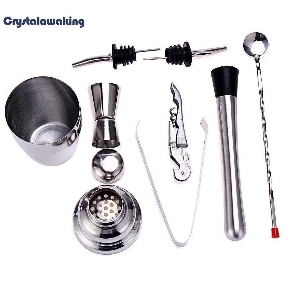 8pcs Stainless Steel Cocktail Bartender Shaker 350ML Wine Tool Set - intl