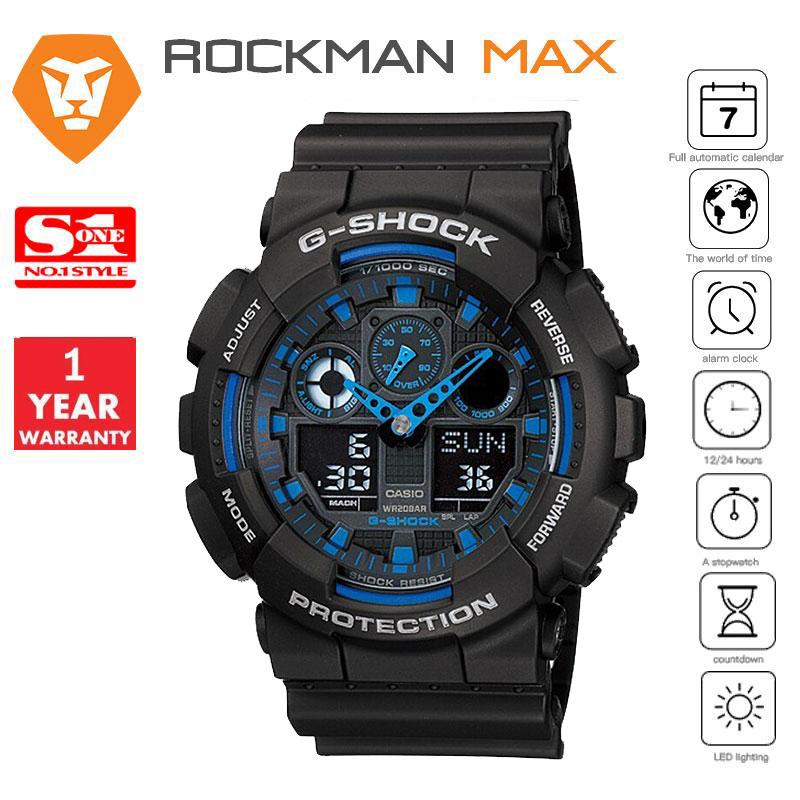 Casio G-Shock นาฬิกาข้อมือผู้ชาย สีดำ สายเรซิ่น รุ่น GA-100-1A4/GA-100-1A1/GA-100-1A2