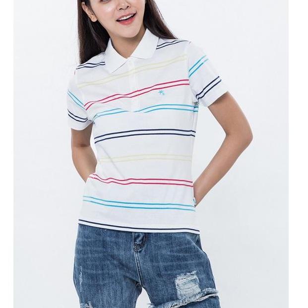 OASIS เสื้อโปโล หญิง ลายลิ้ว ผ้าคอตตอน รุ่น LPY-0748 สีฟ้า เขียว ขาว ดำ