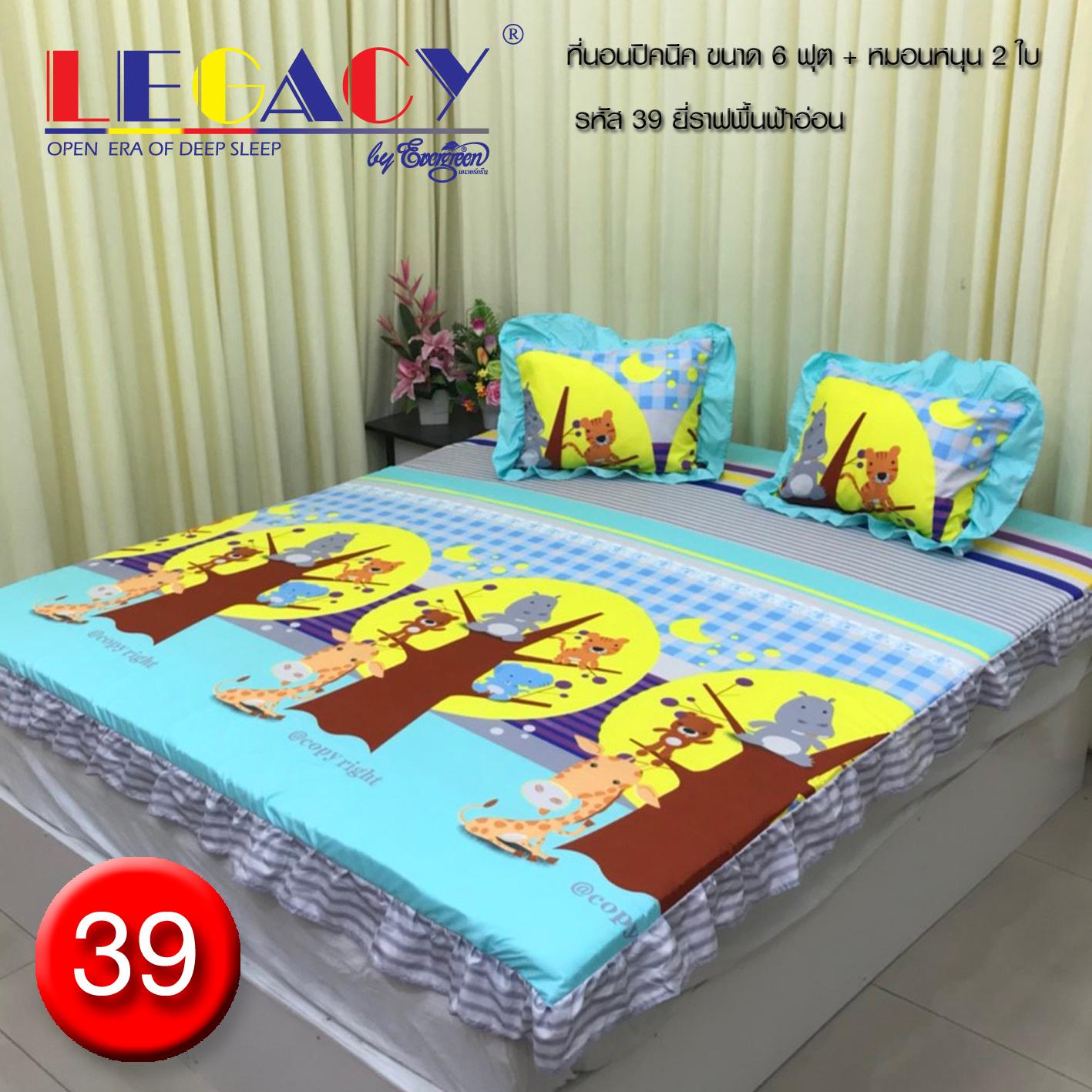 ที่นอนปิคนิค ขนาด 6 ฟุต + หมอนหนุน 2 ใบ