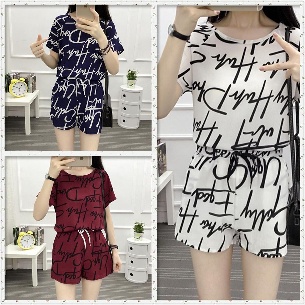 Sale‼️ ชุดเซต 2 ชิ้น(เสื้อ+กางเกง)เกาหลี วัยรุ่น สดใส ตะมุตะมิ สวมใส่แล้วเย็นสบาย รุ่น