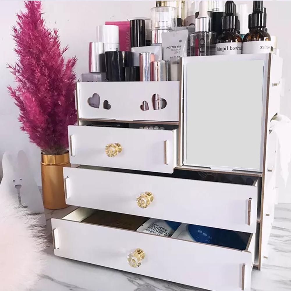กล่องเก็บเครื่องสำอาง ขนาดใหญ่ กล่องเก็บของบนโต๊ะลิ้นชักไม้ Dresser กล่องเครื่องสำอางชั้นวางลิปสติก รุ่น 4 ชั้น กล่องเก็บเครื่องสำอาง ขนาดใหญ่ กล่องเก็บของบนโต๊ะลิ้นชักไม้ Dresser กล่องเครื่องสำอางชั้นวางลิปสติก รุ่น 4 ชั้น