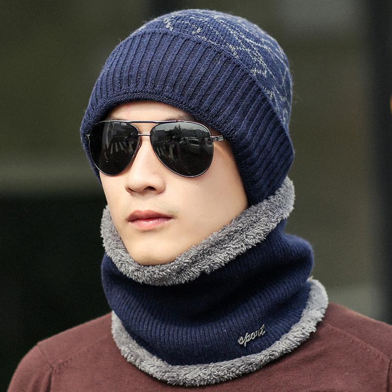ผ้าใยหมวกผู้ชายฤดูหนาวกลางแจ้งขี่จักรยานคลุมศรีษะใส่เพิ่มกำมะหยี่และหนาขึ้นหมวกกันหนาวหมวกถักปิดหูผ้าพันคอเซต ผ้าใยหมวกผู้ชายฤดูหนาวกลางแจ้งขี่จักรยานคลุมศรีษะใส่เพิ่มกำมะหยี่และหนาขึ้นหมวกกันหนาวหมวกถักปิดหูผ้าพันคอเซต