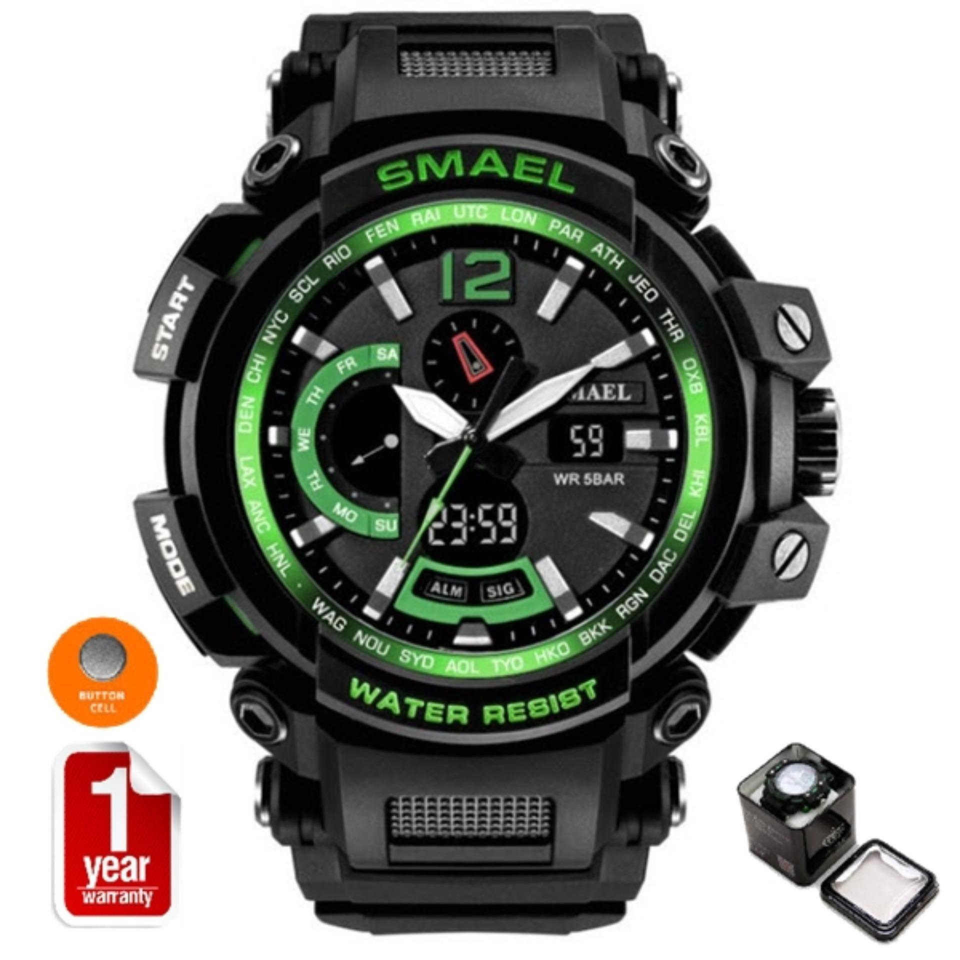 SMAEL นาฬิกาข้อมือผู้ชาย Sport แท้ 100% กันน้ำ ระบบ Analog & Digital LED รุ่น SM1702 (พร้อมกล่องเหล็ก SMAEL) SMAEL นาฬิกาข้อมือผู้ชาย Sport แท้ 100% กันน้ำ ระบบ Analog & Digital LED รุ่น SM1702 (พร้อมกล่องเหล็ก SMAEL)