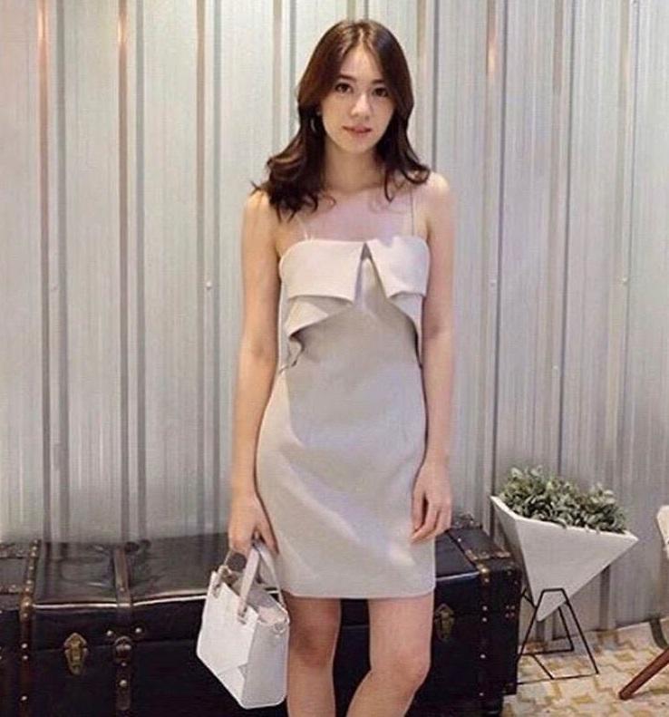 เดรสหรูสั้นสายเดี่ยวปรับได้งานไอจี
