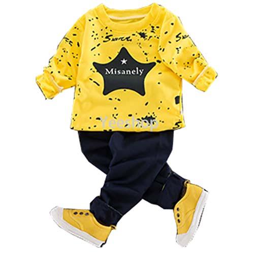 Yeeshop เสื้อเด็กเข้าชุดแขนยาว ลายดาว สีเหลือง #70(0-2years)