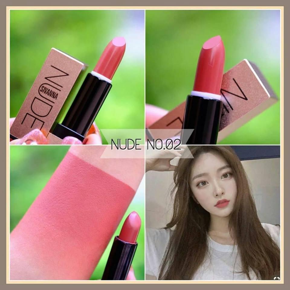 แท้ NUDE Sivanna lip matte ลิปสติกเนื้อแมท โทนสีสวยมากๆ ~ เนื้อเนียน ไม่ตกร่อง สีแน่นชัด แพคเกจสีทองตัดดำหรูหรามาก แต่มาในราคาสบายกระเป๋า พร้อมส่งเบอร์ 1,2,3,4 Price 90.-