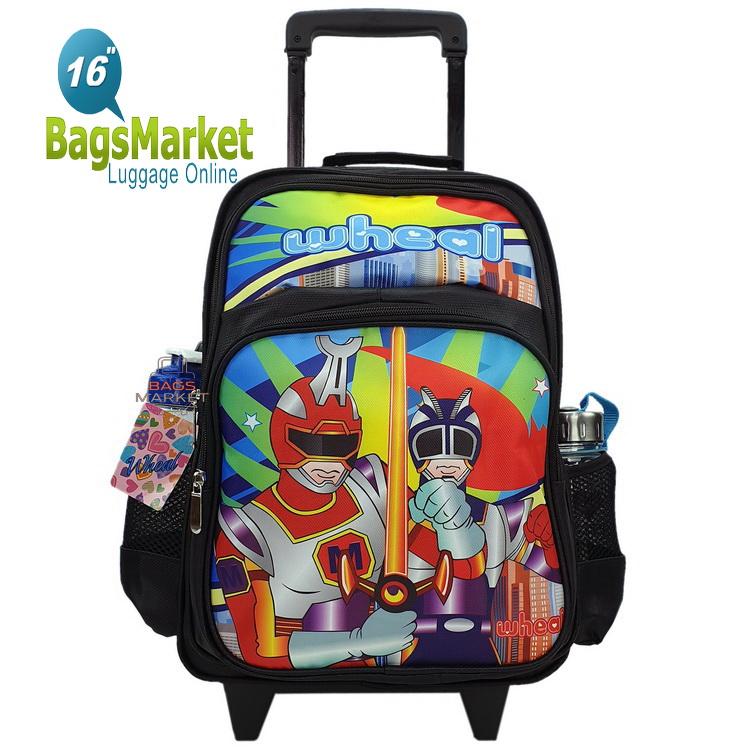 BagsMarket Luggage 16 นิ้ว Wheal กระเป๋าเป้มีล้อลากสำหรับเด็ก เป้สะพายหลังกระเป๋านักเรียน 16 นิ้ว รุ่น Masked Rider (Black)