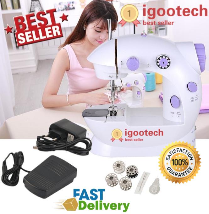 igootech มาใหม่ !!! จักรเย็บเสื้อผ้าขนาดเล็ก แบบพกพา สีสันสดใส คุณภาพดี ราคากันเอง รับประกันได้ Mini Sewing Machine with Foot Pedal Sewing Machines MNS204-SU - White