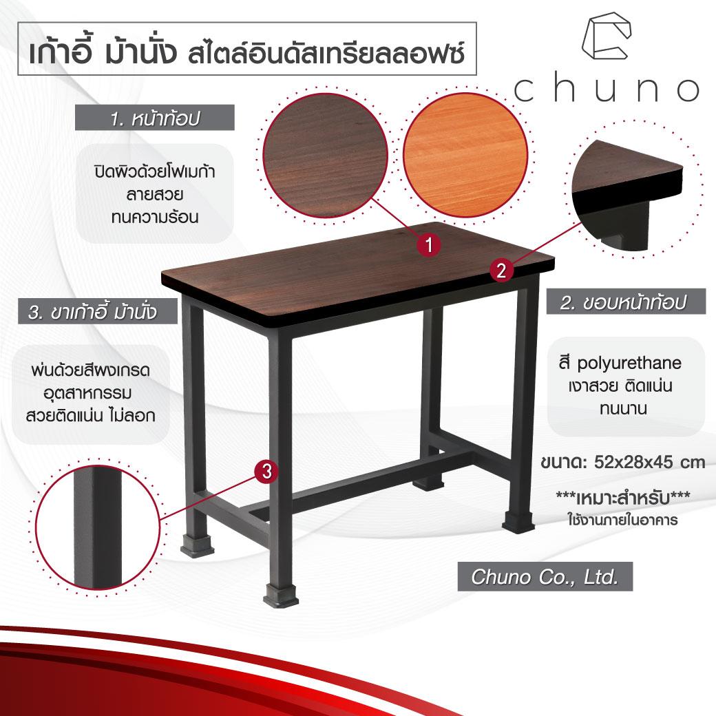 เก้าอี้ ม้านั่ง สไตล์อินดัสเทรียลลอฟส์ ขาดำ เลือกสีหน้าท้อปได้