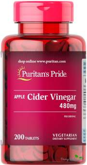Puritan Apple Cider Vinegar x 200 เม็ด แอปเปิ้ลไซเดอร์วีนีการ์ น้ำส้มสายชูหมัก จากผลแอปเปิล ช่วยนาการขับถ่าย ลดความอ้วน Puritan Apple Cider Vinegar x 200 เม็ด แอปเปิ้ลไซเดอร์วีนีการ์ น้ำส้มสายชูหมัก จากผลแอปเปิล ช่วยนาการขับถ่าย ลดความอ้วน