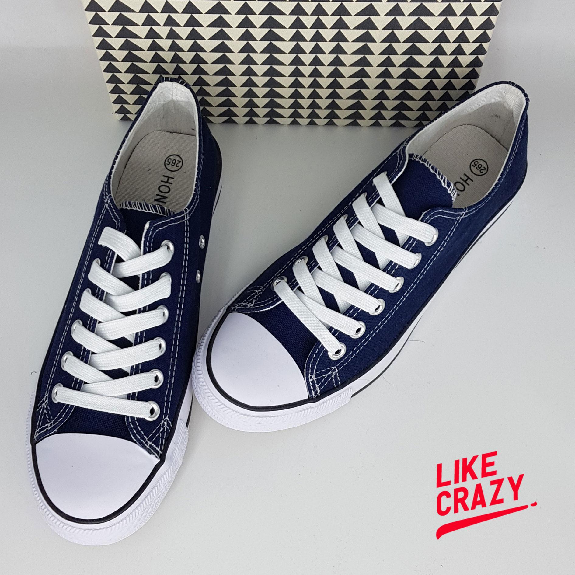 Sneakers รองเท้าผ้าใบผู้ชาย สีกรม(Navy) ทรงCONVERSE ยอดนิยม LIKE_CRAZY สวมใส่ง่ายสบาย พร้อมทุกจังหวะ!!!!