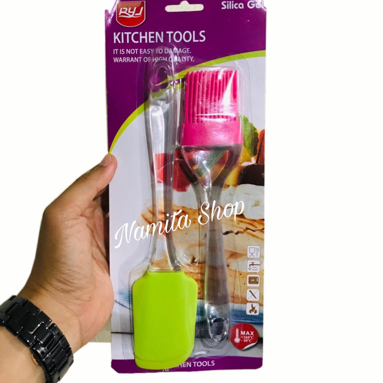 Namita Baking Brush & Spatula ชุดแปรงและไม้ปาดซิลิโคน ครีม เนย น้ำมัน แปรงปาดอาหาร แปรงทาอาหาร เครื่องมือทำอาหาร ทำความร้อน เบเกอรี่ แพ็ค 2 ชิ้น