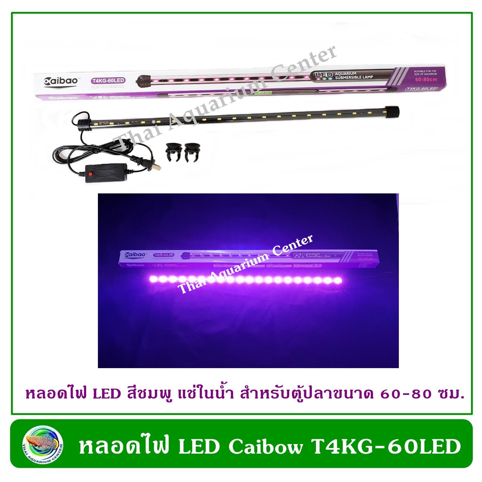 Caibao T4KG-60LED หลอดไฟ LED แช่ในน้ำใส่ตู้เลี้ยงปลา, กุ้ง กำลังไฟ 10 วัตต์ สีชมพู ใช้กับตู้ขนาด 60-80 ซม./24-32 นิ้ว