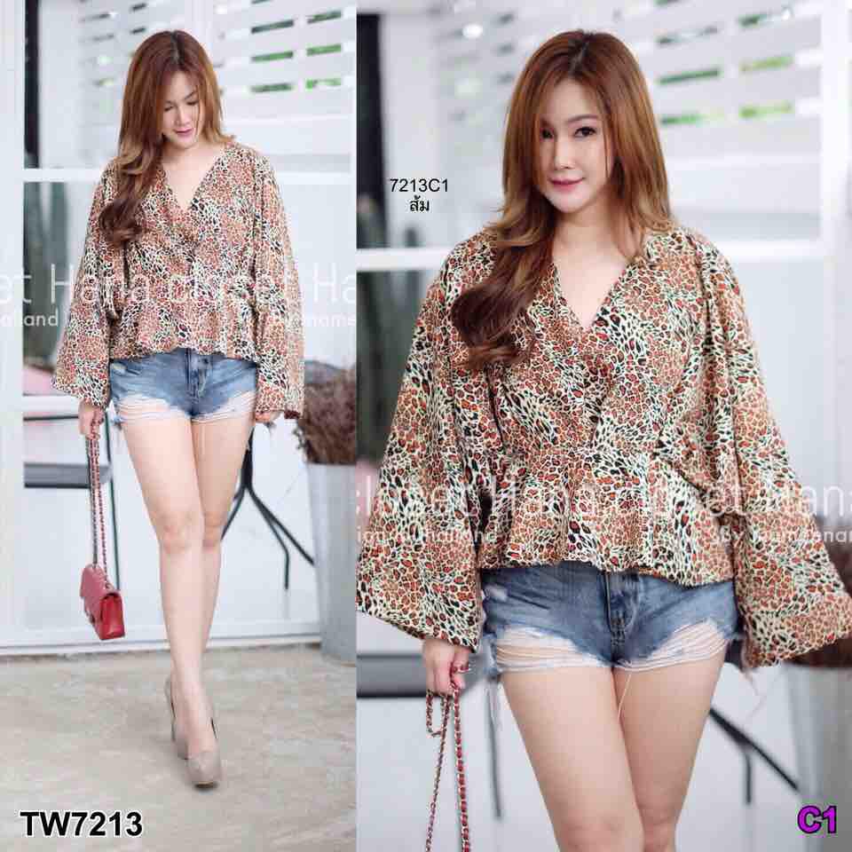 TW7213 เสื้อสาวอวบ ลายเสือ **สอบถามก่อนสั่งซื้อ**