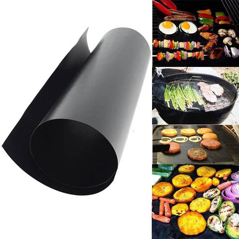 BBQ เครื่องมือเทฟลอนแผ่นรองอบที่ย่างบาร์บีคิวสำหรับกลางแจ้ง, Non - Stick กลมแบบนำกลับมาใช้ได้แผ่นเบาะอุปกรณ์อบ churrasco - INTL