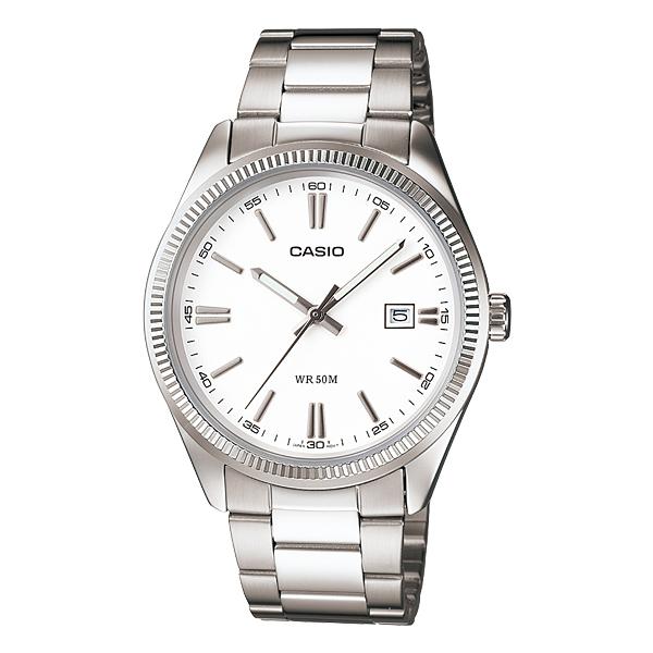 Casio Standard นาฬิกาข้อมือผู้ชาย สายสแตนเลส รุ่น MTP-1302D-7A1VDF (หน้าขาว/เงิน)