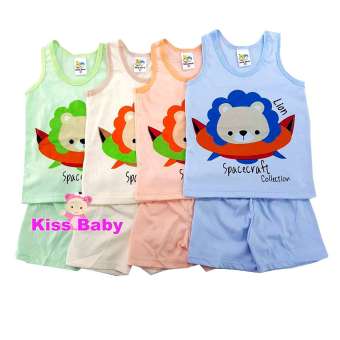 KISSBABY ชุดเสื้อกล้าม แพ็ค 4 ตัว ผ้า cotton 100% ขนาด 0-3 เดือน