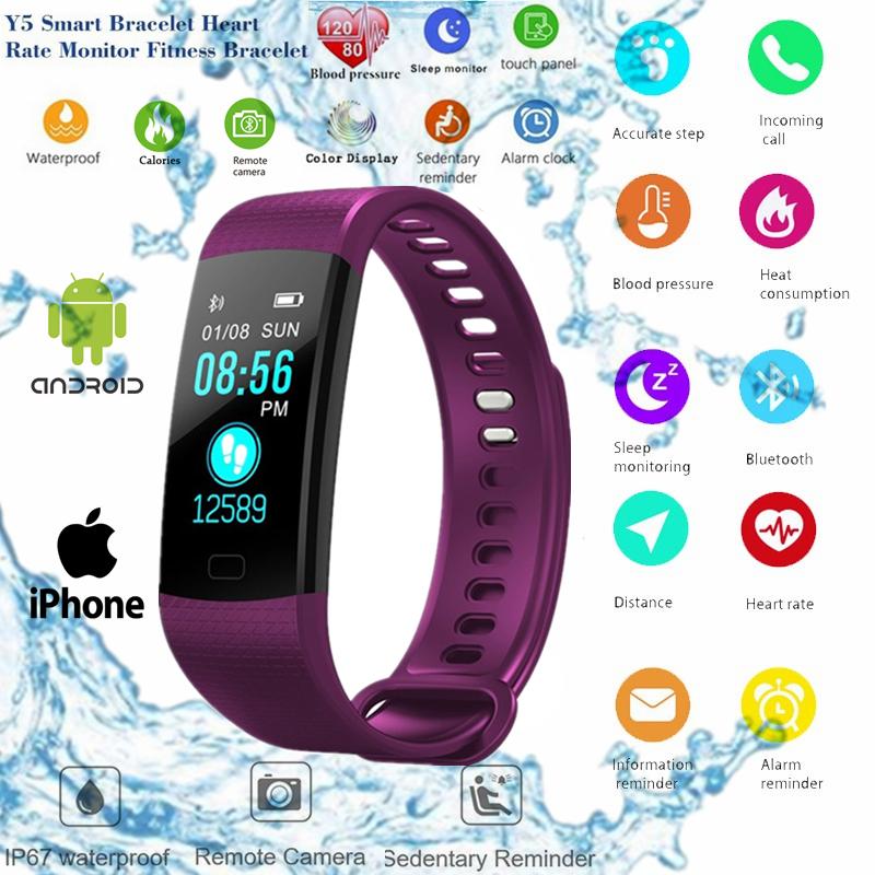 Y5 สมาร์ท Heart Rate สมาร์ทริสแบนด์วัดอัตราการเต้นหัวใจสายอัจฉริยะสำหรับติดตามเครื่องวัดความดันโลหิตนาฬิกาข้อมืออัจฉริยะกันน้ำกำไลข้อมืออัจฉริยะนาฬิกาตรวจจับการเดินอัจฉริยะผู้ชาย