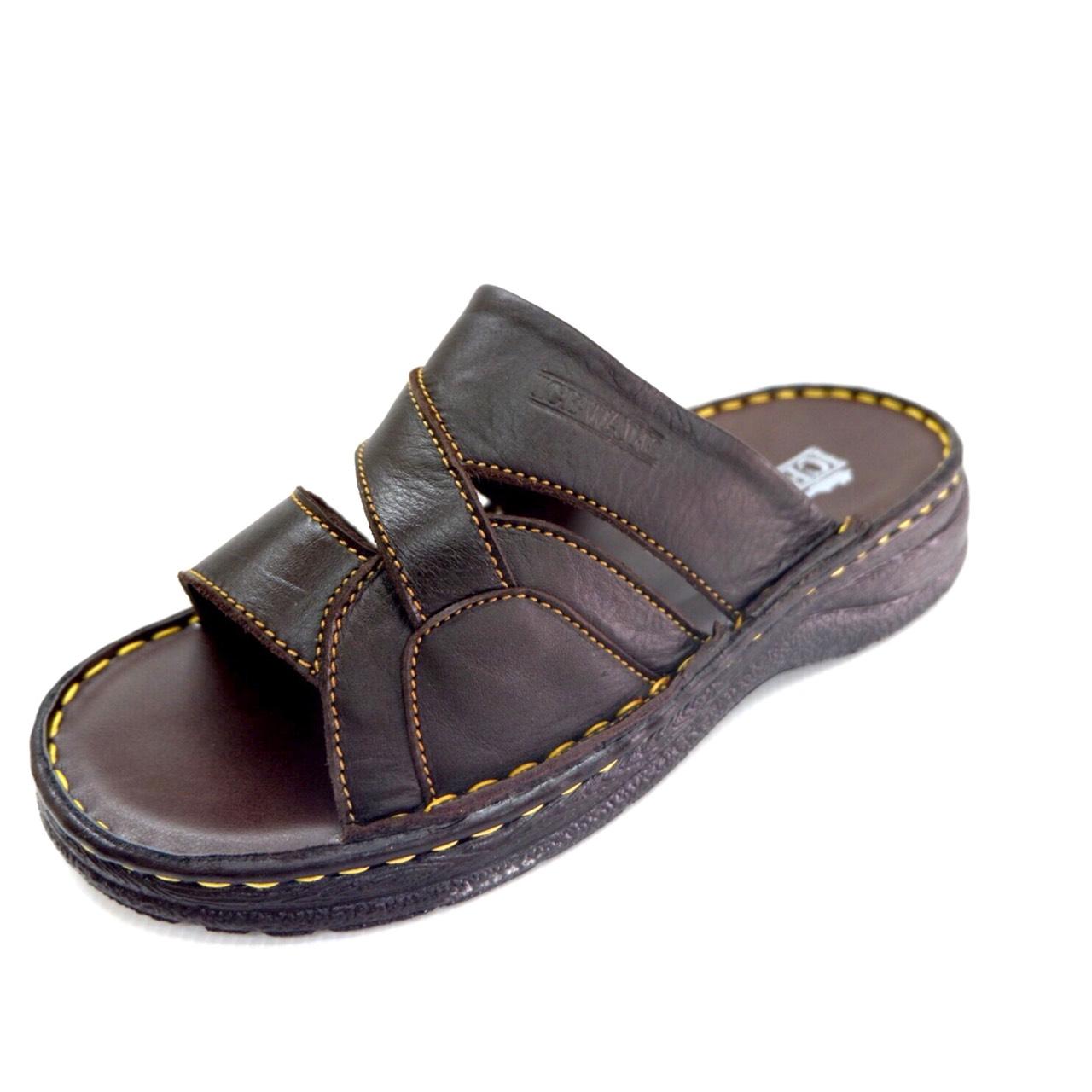 LEATHER PAPA รองเท้าแตะหนังแท้ 100% Hand-Made Sandals (ICEWALK) 666-สีน้ำตาล