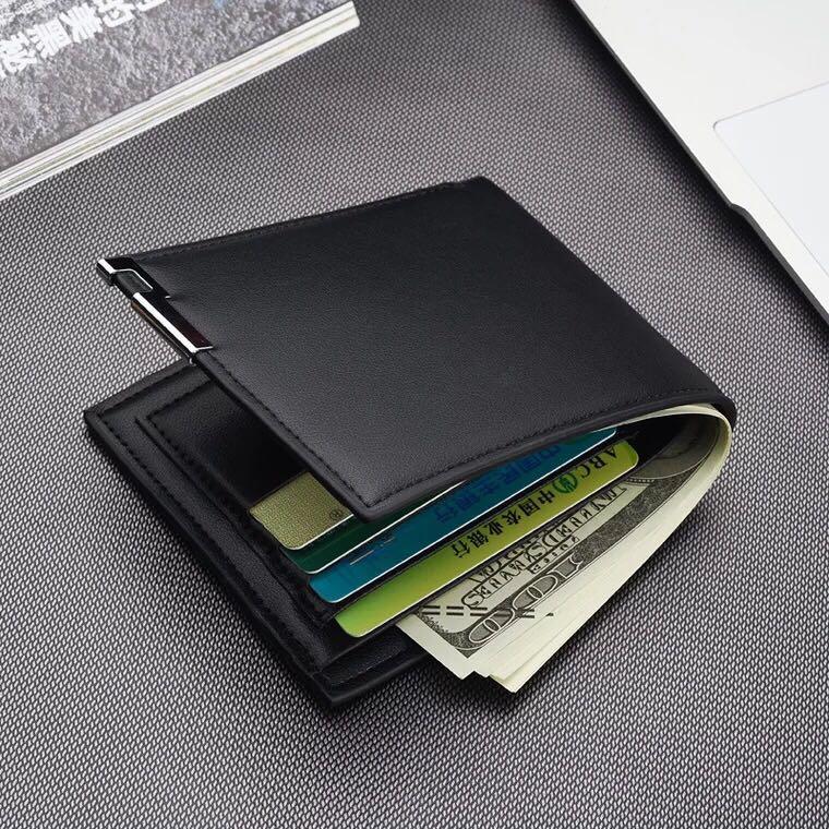 กระเป๋าสตางค์ ผู้ชาย กระเป๋าเงิน กระเป๋าตัง บาง ทรงสั้น Wallet Mens Luxury Leather Credit/ID Card Holder Billfold Coin Purse