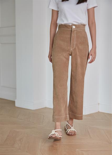The Freckled Market - Earlgrey wide pants กางเกงขายาวปลายขากว้างสีน้ำตาล
