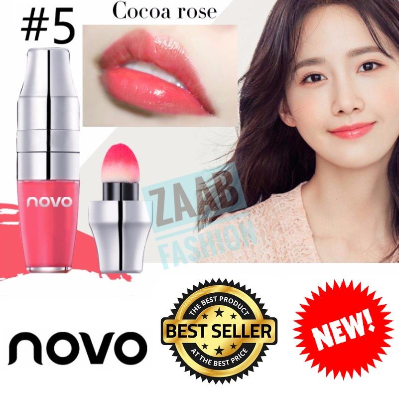 novo JUICY SHAKER Tint Lip Gloss Moisturizer Waterproof Lipstick ของแท้ 100% (Zaab Fashion) โนโว ลิปสติกสูตรน้ำ ใหม่ล่าสุดจาก novo กันน้ำ ติดทน ต้องเขย่าก่อนใช้ หัวแปรงเป็นหัวฟองน้ำที่นุ่มแบบคุชชั่น กลิ่นหอมหวานน่ารัก แพ็คเกจสวยหรู คุ้มค่าเกินราคา