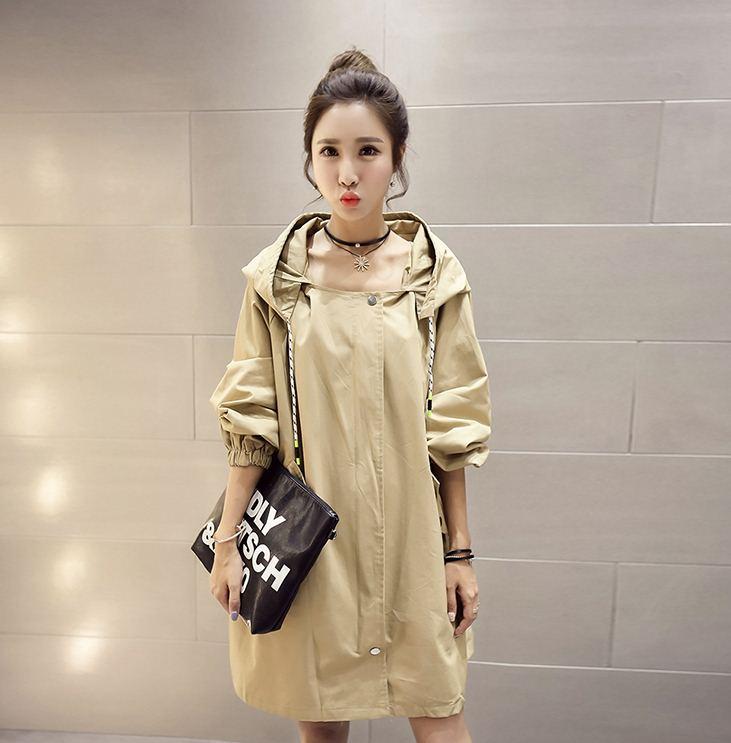 Tucky&Jiang เสื้อคลุม แขนยาว มีฮูด ผ้าpoly ester สม๊อคหลัง ซิปหน้า 0012323