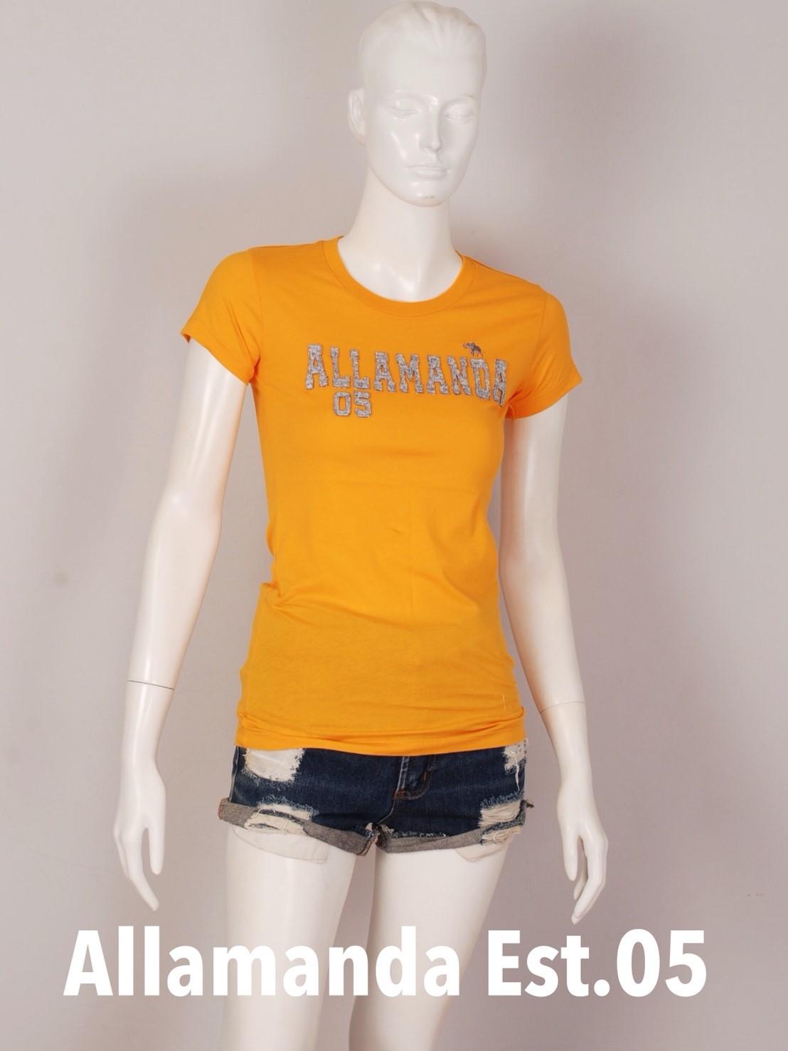 เสื้อยืด Allamanda เสื้อยืดคอกลม เสื้อยืดทรงเข้ารูป งานปักแปะ