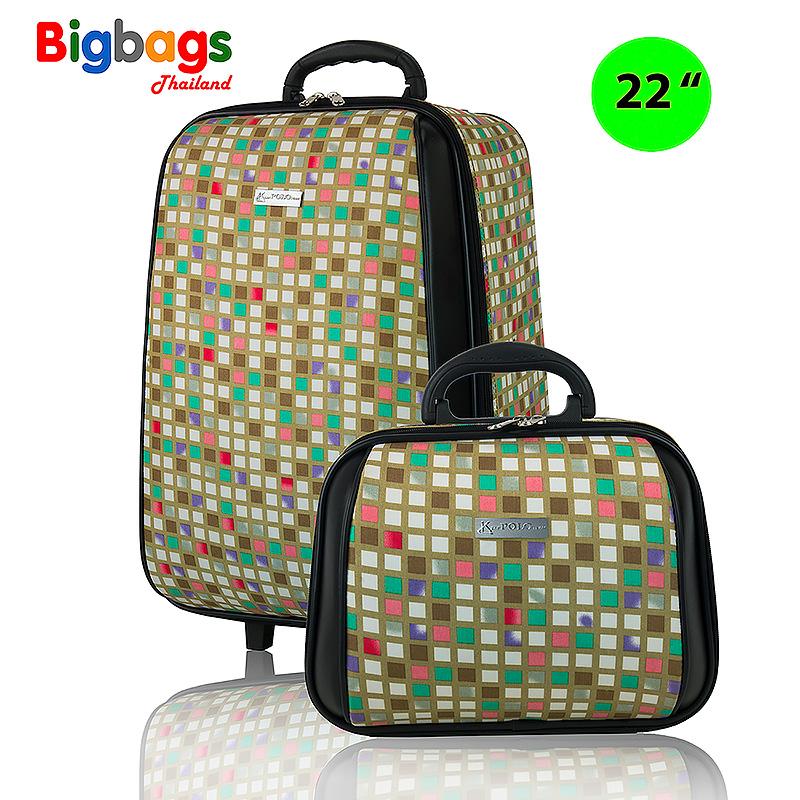 BigbagsThailand กระเป๋าเดินทาง ล้อลาก KL Polo เซ็ตคู่ 22 นิ้ว/12 นิ้ว Style Eiffel Code TK1001EF (Silver Black)