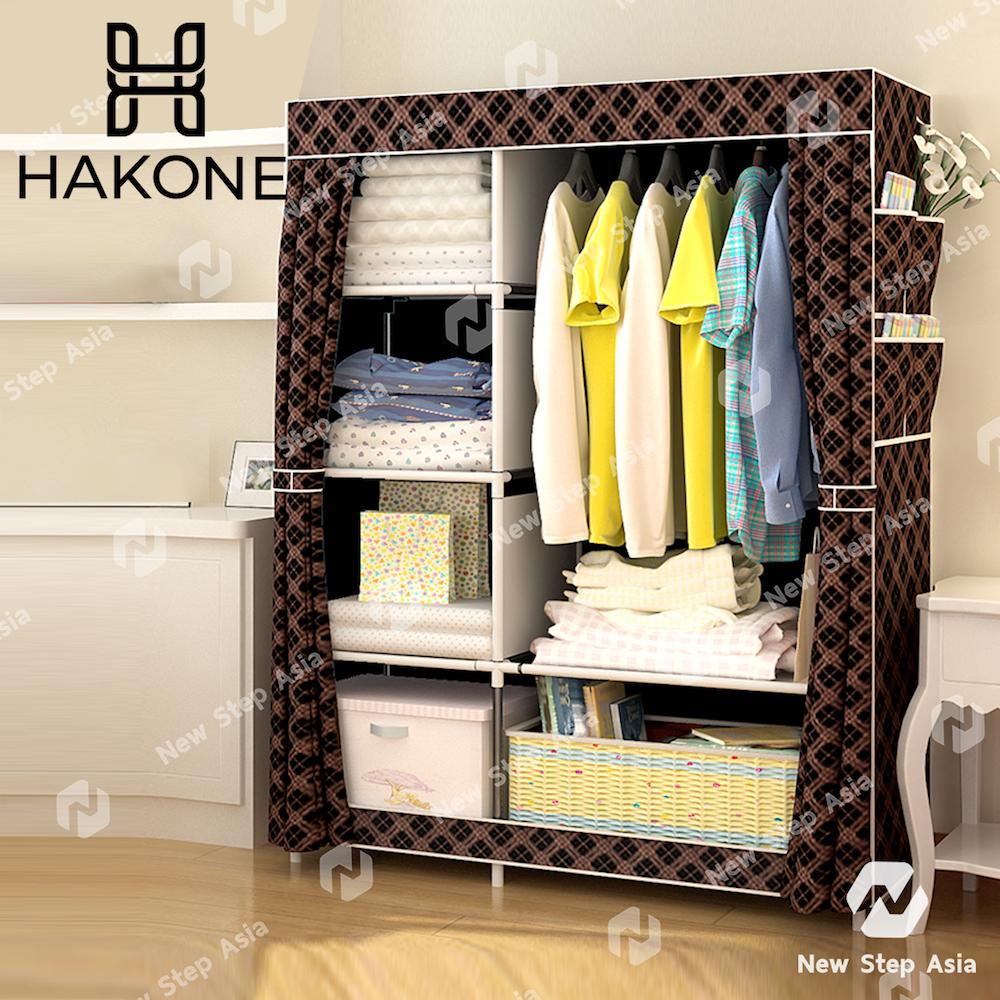 Hakone ตู้เสื้อผ้า 2 บล็อค ซ้ายเล็กขวาใหญ่ มีซิปเปิด-ปิด พร้อมผ้าคลุมกันน้ำกันฝุ่น รุ่น GY-02B