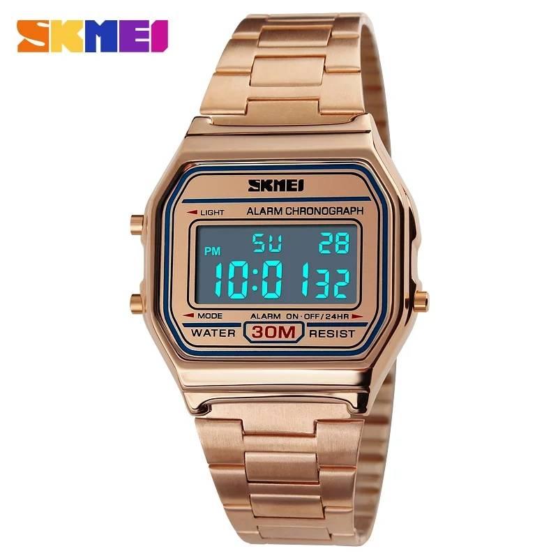 SKMEI 1123 Women's Fashion, digital watch easy watch wrist strap stainless steel R-025 -นาฬิกาแฟชั่น-วินเทจ พร้อมส่ง (มีเก็บเงินปลายทาง)