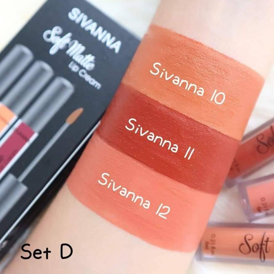 Sivanna Lip Soft Matte เซต 3 แท่ง +++ SET D สีสวย กันน้ำ ติดนาน เนื้อแมท