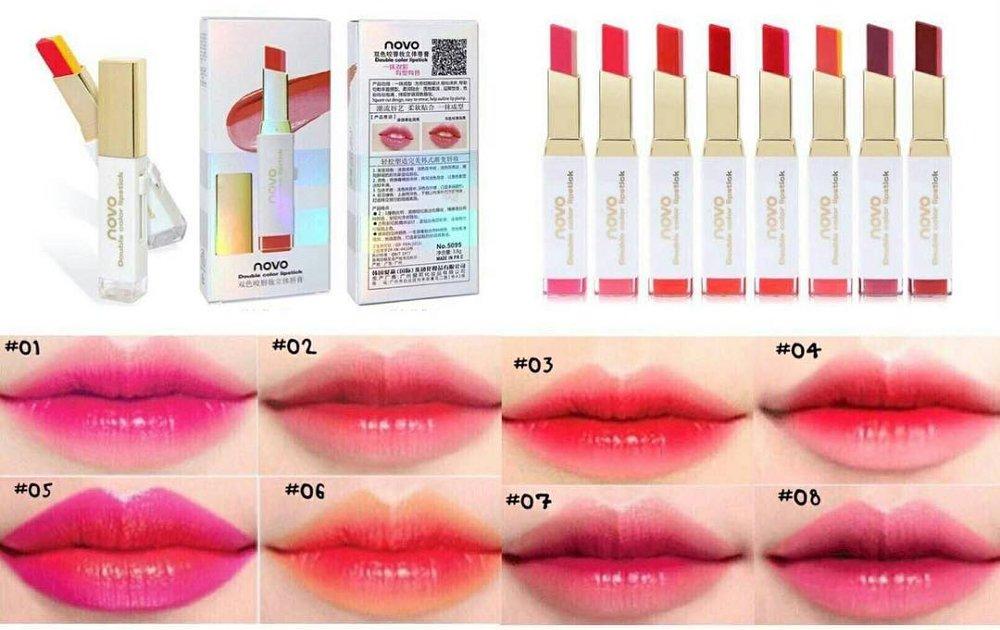 (V.1) ลิปทูโทน เทรนด์ทาปากไล่สีแบบสาวเกาหลี Novo Double Color Lipstick