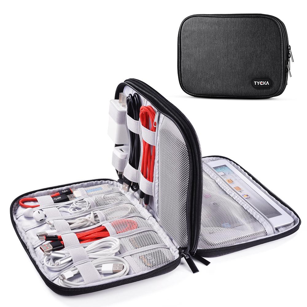 TYCKA กระเป๋าเก็บของ กระเป๋าพกพา กระเป๋าอุปกรณ์เสริม (สายชาร์จ, iPad mini, Kindle, USB, SD Cards)
