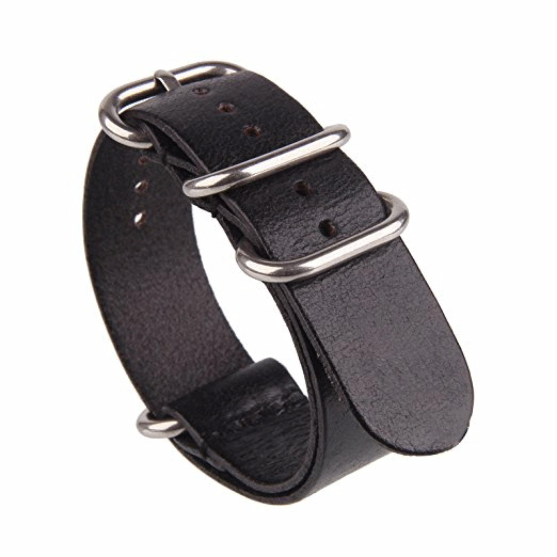 สายหนังแท้ สไตล์วินเทจ สายนาฬิกาซูลู Vintage Leather ZULU Strap (ดำ น้ำตาล) 18มิล 18mm สายหนังแท้ สไตล์วินเทจ สายนาฬิกาซูลู Vintage Leather ZULU Strap (ดำ น้ำตาล) 18มิล 18mm