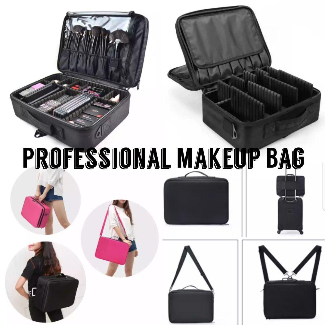 กระเป๋าช่างแต่งหน้า ช่างสักคิ้ว size ใหญ่ Professional Makeup Bag (สีดำ/ชมพู) กระเป๋าช่างแต่งหน้า ช่างสักคิ้ว size ใหญ่ Professional Makeup Bag (สีดำ/ชมพู)