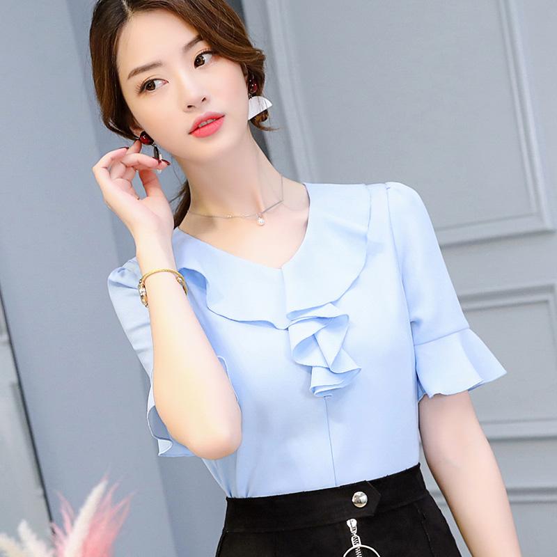 Caidaifei เสื้อผ้าแฟชั่น 2018 เสื้อผ้าแฟชั่น ฤดูใบไม้ผลิและฤดูร้อนใหม่สไตล์เกาหลีไซส์พิเศษไซส์ใหญ่พิเศษแลดูผอมแขน 5 ส่วนเสื้อผ้าหญิงแฟชั่นเข้ากับทุกชุดสีเดียวลำลองเสื้อชีฟอง Caidaifei เสื้อผ้าแฟชั่น 2018 เสื้อผ้าแฟชั่น ฤดูใบไม้ผลิและฤดูร้อนใหม่สไตล์เกาหลีไซส์พิเศษไซส์ใหญ่พิเศษแลดูผอมแขน 5 ส่วนเสื้อผ้าหญิงแฟชั่นเข้ากับทุกชุดสีเดียวลำลองเสื้อชีฟอง