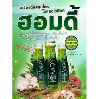 Homdy ฮอมดี้ คลอโรฟิลด์ ผสม สมุนไพร เพื่อสุขภาพ ขนาด 1 ลัง บรรจุ 48 ขวด Homdy ฮอมดี้ คลอโรฟิลด์ ผสม สมุนไพร เพื่อสุขภาพ ขนาด 1 ลัง บรรจุ 48 ขวด