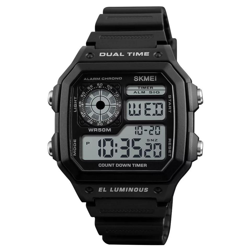 SKMEI 1299 Men Sports Watches Digital Outdoor Watches LED Electronic Dual Display Waterproof Wristwatches สินค้าพร้อมส่ง (มีบริการเก็บเงินปลายทาง) R-019