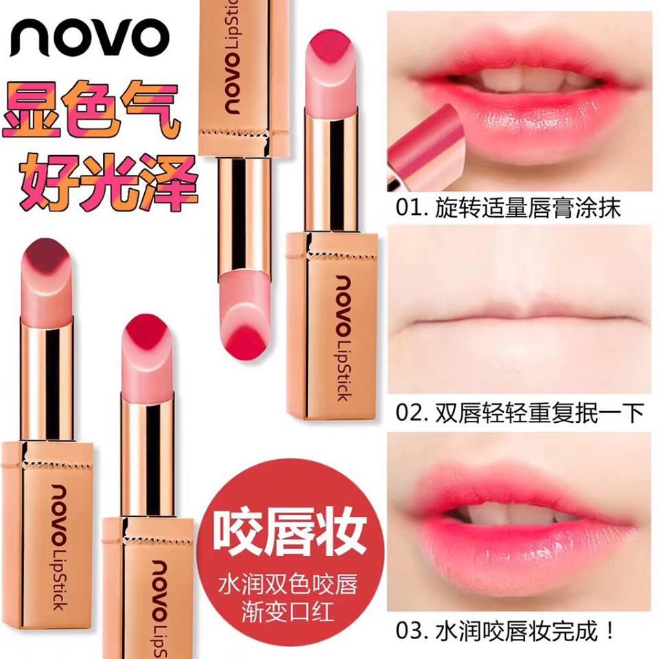 ลิปสติคแท่งทอง Novo Double Color Hydra lip ฝาครอบลิปแบบแม่เหล็ก แท่งสีทอง ลิปทูโทน ลิปสติคแท่งทอง Novo Double Color Hydra lip ฝาครอบลิปแบบแม่เหล็ก แท่งสีทอง ลิปทูโทน